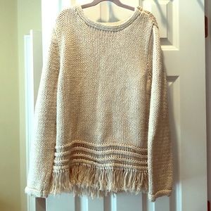 Tan fringed sweater